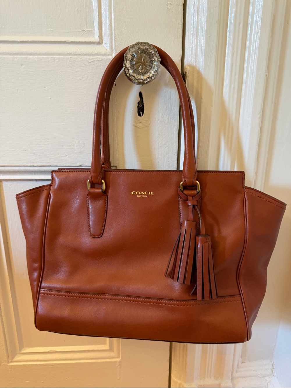 COACH Leather Tote Bag in Saddle Brown